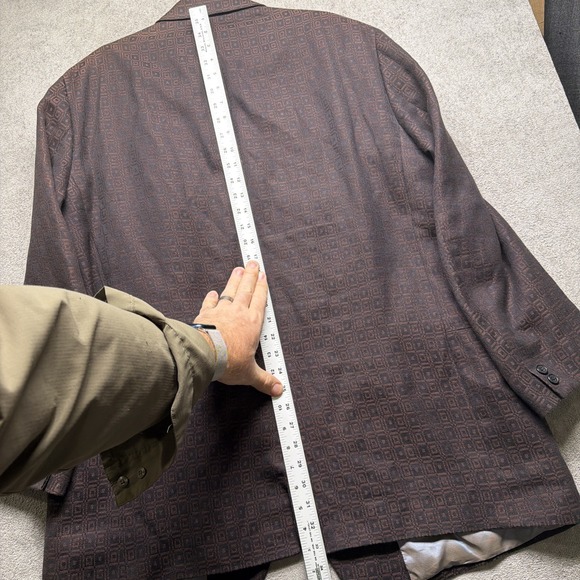 Versace Suit Brown Geometric Linen Blend Classic Fit Italian Two‎ Piece 42R - Picture 8 of 16
